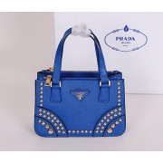 Copy Prada Saffiano Leather Tote with Metal Studs B1142B Royal VS09360