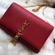 Copy Saint Laurent Medium Kate Monogram Tassel Shoulder Bag Burgundy Y121270 VS04120