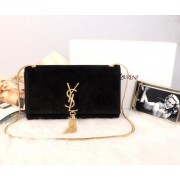 Copy YSL Monogramme Cross-body Shoulder Bag Suede Leather Y311214 Black VS02365