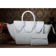 Designer Celine Tie Nano Top Handle Bag Original Snake Leather C3052 White VS07028