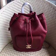 Designer Chanel Calfskin and Caviar Backpack Burgundy A98235 VS02174