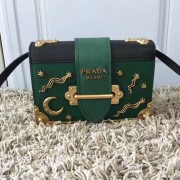 Designer Copy Prada Cahier Bag Green with Star and Moon Appliques 1BD057 VS04748