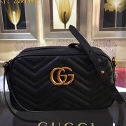 Designer Gucci GG Marmont Matelasse Shoulder Bag Black Original Leather 447632 VS01192