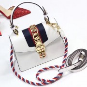 Designer Gucci Sylvie Leather Mini Bag White 470270 VS06047