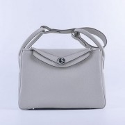 Designer Hermes Lindy 30CM Grainy Leather Shoulder Bag H6207 Grey VS08326