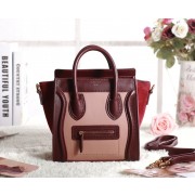 Designer Imitation Celine Nao Luggage 3309 in Shrimp Pink with Red Original Leather VS09641