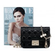 Designer Imitation MISS DIOR Shoulder Bag in Lambskin Leather CD6331 Black VS09138