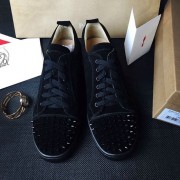 Designer Knockoff Christian Louboutin Louis Junior Spikes Men's Flat Black CL1220 VS06298