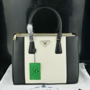 Designer Mingdu Prada 2274 Saffiano Leather Handbag in Black with White VS02351