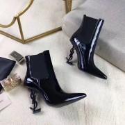 Designer Saint Laurent Patent Leather Ankle Boots Black Y080201 VS02487