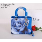 Dior Rose Leather Lady Dior Bag D6095 Blue VS03088