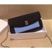 Dior Twist Rendez-Vous Wallet Smooth Calfskin M0400 Black&SkyBlue VS09668