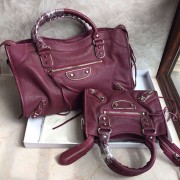 Fake Balenciaga Classic Metallic Edge City Goat Leather Bag Dark Purple 101420 VS08342