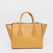 Fake Best Prada Glace Calf Twin Pocket Tote Bag BN2619 in Yellow Original Calfskin Leather XZ VS04830