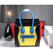 Fake Celine Luggage Micro Calf Leather C107 Yellow&Black&Red VS01255