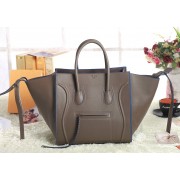 Fake Celine Luggage Phantom Square Tote Bag 3341 in Khaki with Blue trim VS02992