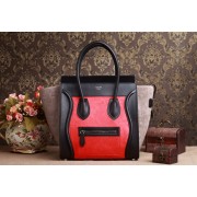 Fake Celine Mini Luggage 3308 in Red/Black Original Leather with Horse Hair VS07917