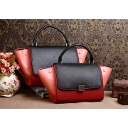 Fake Celine Trapeze tote Bag 3342 in Black/Brown/Coffee Original Leather VS08844