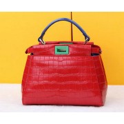 Fake Fendi mini Peekaboo Bag Croco Leather FD520885 Red VS00134