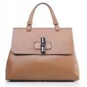 Fake Gucci Bamboo Daily Leather Top Handle Bag 370830 Apricot VS01528