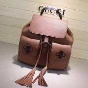 Fake Gucci Bamboo Leather Backpack Brown 370833 VS03975