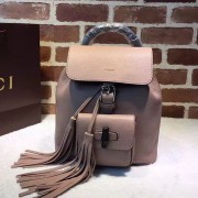 Fake Gucci Bamboo Leather Backpack Pink 387149 VS07243