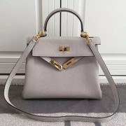 Fake Hermes Kelly 28 Tote Bag in Light Grey Togo Leather HK0928 VS01703