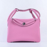 Fake Hermes Lindy 30CM Grainy Leather Shoulder Bag H6207 Pink VS00349