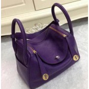 Fake Hermes Lindy 30CM Purple Leather Shoulder Bag HLD30 Gold VS06742