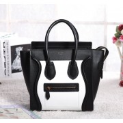 Fake Hot Celine Mini Luggage 3308 in White with Black Original Leather VS08320