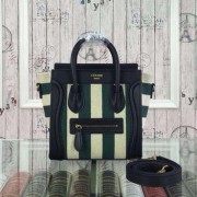 Fake Imitation Celine Luggage Nano Bag Fabric CTA3309 Black&Green VS07802