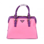 Fake Imitation Prada Grainy Leather Top Handle Bag BL8091 Pink&Purple VS07847