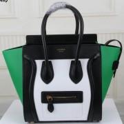 Fake Luxury Celine Luggage Micro Boston Bag Original Leather CT3308M White&Black&Green VS03809