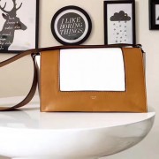 Fake Luxury Celine Medium Smooth Calfskin Frame Shoulder Bag White and Khaki C130402 VS03615