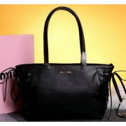Fake miu miu Grainy Leather Tote Bag 86333 Black VS05457