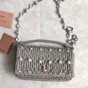 Fake Miu Miu Pearl Nappa Leather Top Handle Bag Grey 5BD417 VS07603