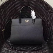 Fake Prada Bibliotheque Saffiano Leather Bag Black and White 1BA049 VS01095