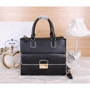 Fake Prada Original Grainy Leather Tote Bag BN9055 Black VS06741
