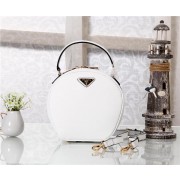 Fake Prada Original Saffiano Leather Bucket Bag BN1219 White VS02066