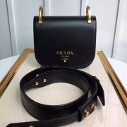 Fake Prada Pionniere Calf Leather Bag with Bow Black 1bd039 VS06793