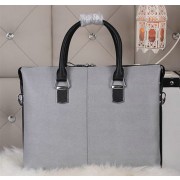 Fake Prada Saffiano Calfskin Leather Briefcase BL2289 Grey VS05507