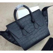 Fake Replica Celine Tie Top Handle Bag Croco Leather 98314 Black VS05017