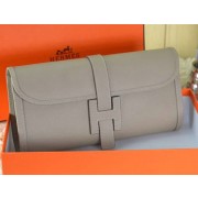 Fake Replica Hermes Jige Clutch Bag Calfskin Leather Grey VS05494