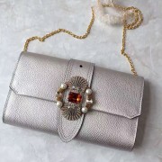 Fake Replica Miu Miu Crystal Goat Leather Clutch Bag Silver 5BF041 VS04313