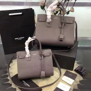 Fake Saint Laurent Classic Sac De Jour Bag in Grey Grained Leather Y122240 VS01813