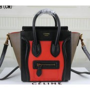 Fake Top Celine Luggage Nano Bag Original Leather C3308S Red&Black&Khaki VS04737