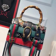 Fake Top Gucci Dionysus Embroidered Leather Top Handle Bag Black 448075 VS05453