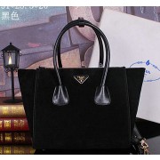 Fake Top Prada Nubuck Leather Tote Bag BN2619 Black VS08375