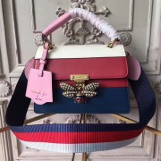 Fashion Fake Gucci Queen Margaret Leather Top Handle Bag Red and Blue 476541 VS03449