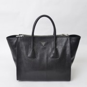 Fashion Fake Prada Glace Calf Twin Pocket Tote Bag BN2619 in Black Original Calfskin Leather XZ VS04763